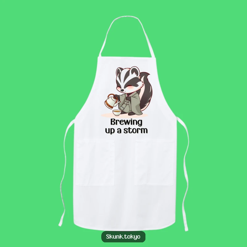 Funny Skunk Tea Time Apron: Elegant Kitchen Kimono Style