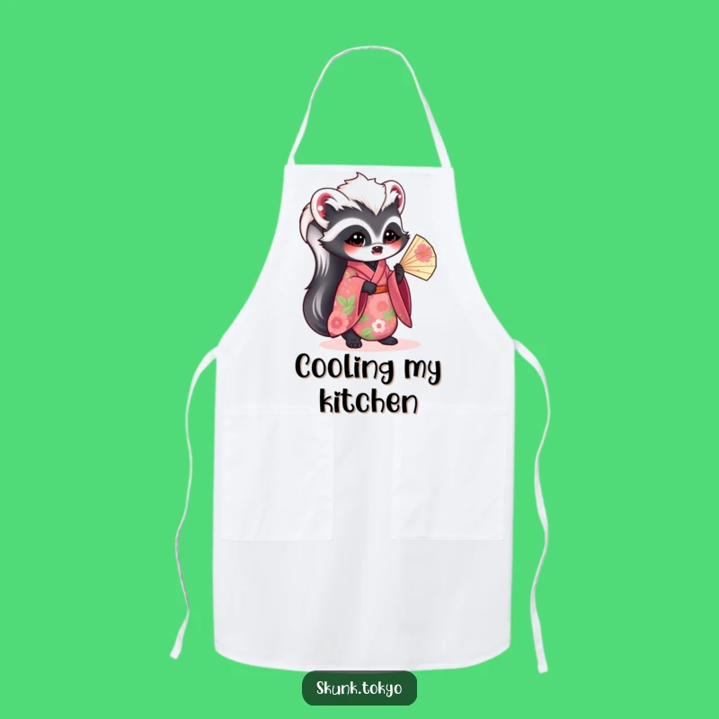 Funny Kawaii Skunk Apron: Floral Kimono Kitchen Style, Humorous Gift