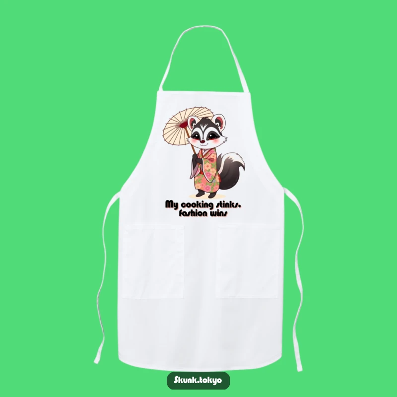 Funny Skunk Kimono Apron: Chic Kitchen Style for Cooks
