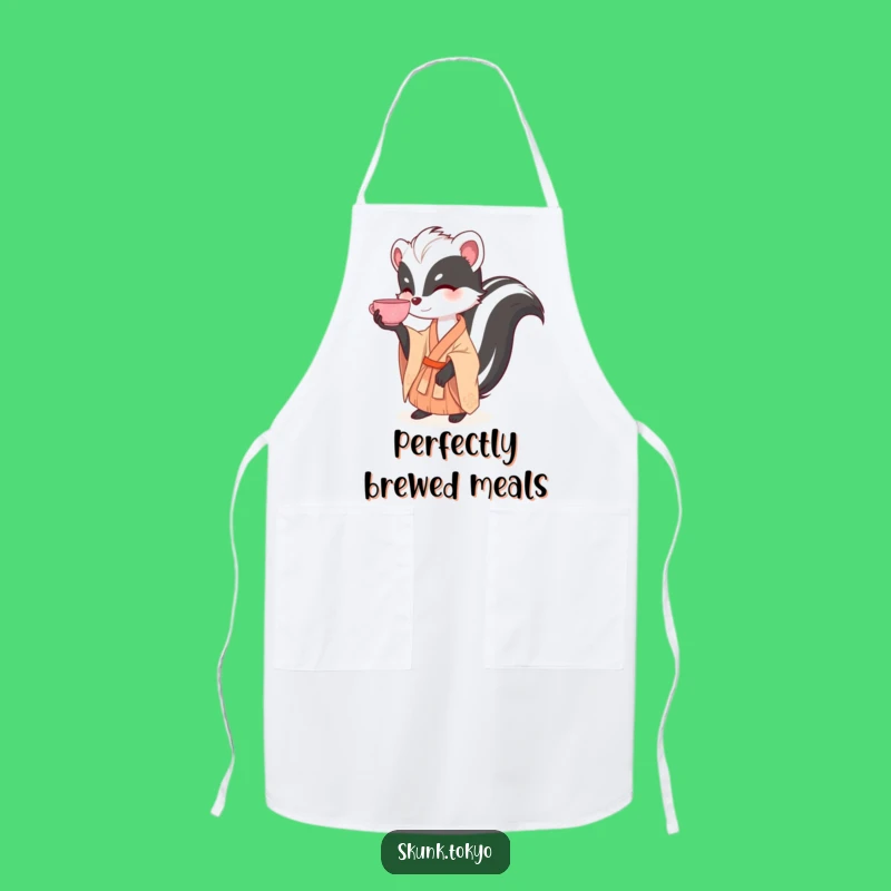 Funny Skunk Tea Balance Apron: Hilarious Kitchen Wear for Elegant Cooks & Tea Lovers