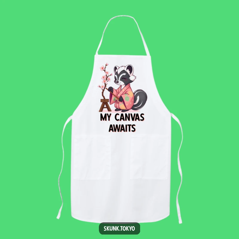 Funny Skunk Kimono Painter Apron: Hilarious Kitchen Wear for Artistic Cooks & Creatives