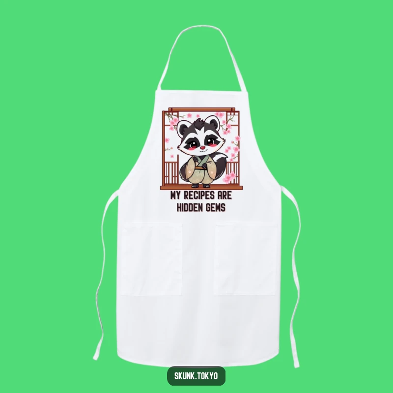 Funny Skunk Blossom Apron: Playful Kitchen Kimono Style