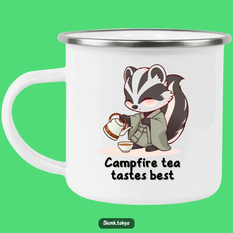 Funny Skunk Tea Time Camping Mug: Elegant Kimono Outdoor Sip