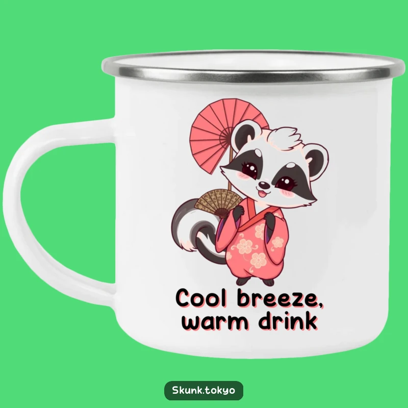 Funny Skunk Fan Dancer Mug: Durable & Hilarious Campfire Companion for Festive Campers