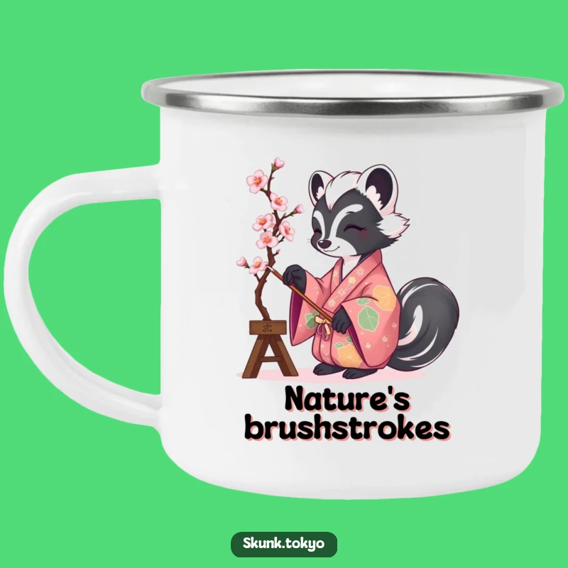 Funny Skunk Kimono Painter Mug: Durable & Hilarious Campfire Companion for Artful Adventures