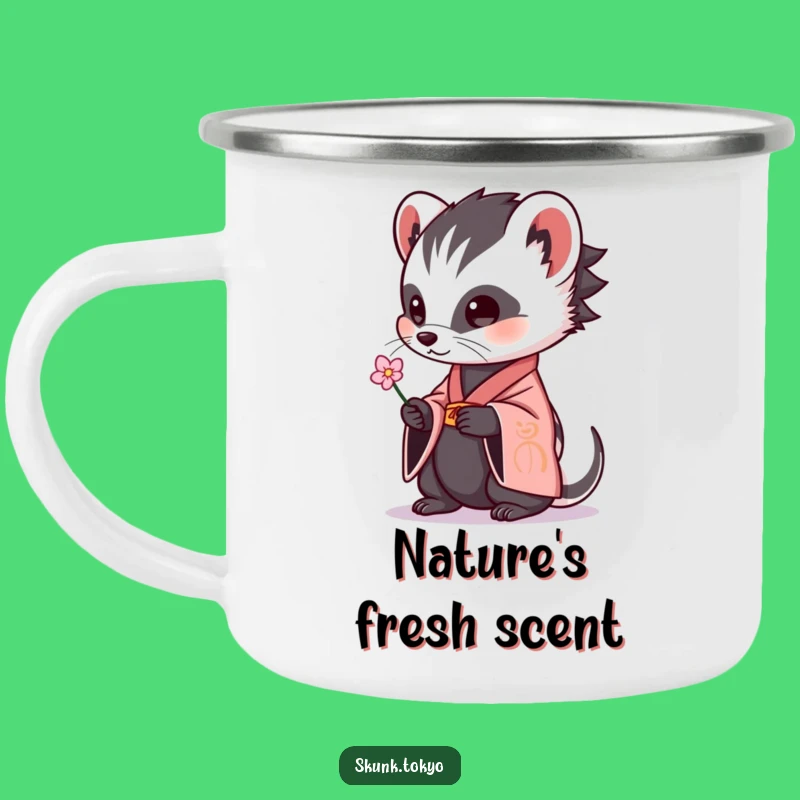 Funny Skunk Kimono Camping Mug: Adventure Fuel with a Hilarious Twist