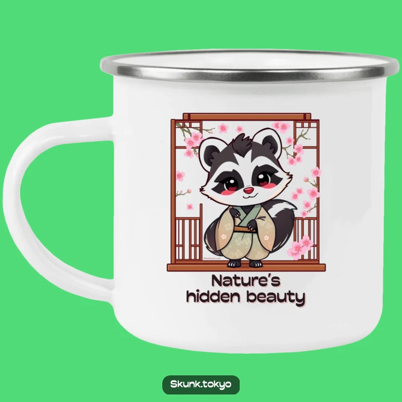 Funny Skunk Blossom Camping Mug: Playful Peek Outdoor Sip