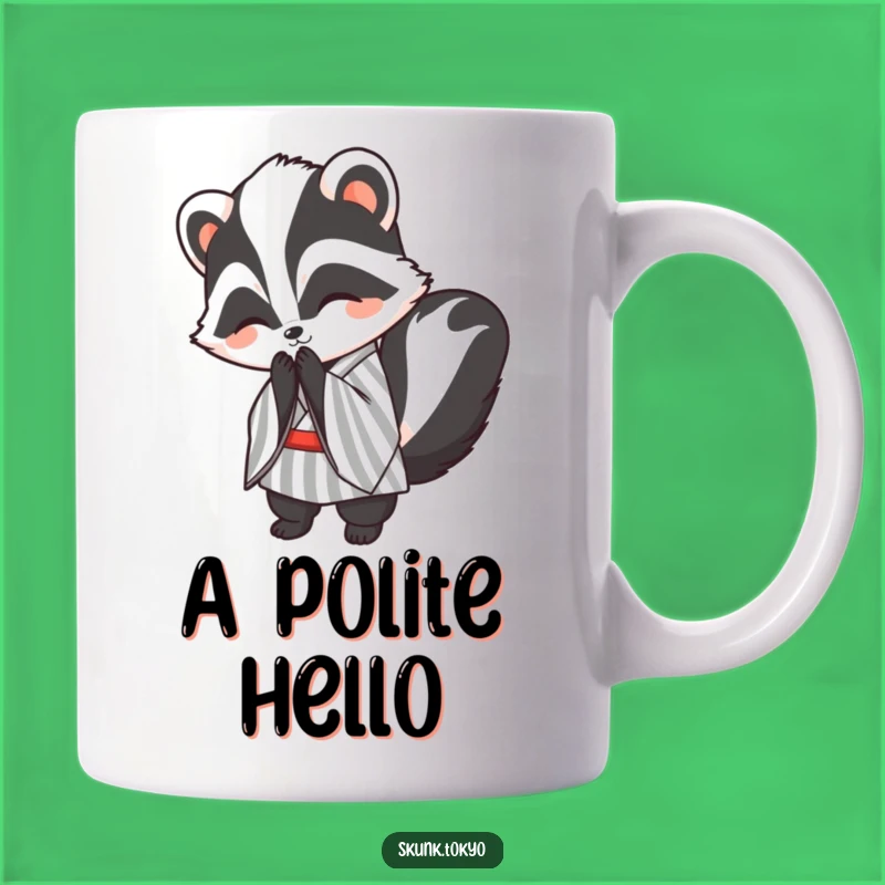 Funny Kawaii Skunk Mug: Polite Bow Greeting, Perfect Humorous Gift