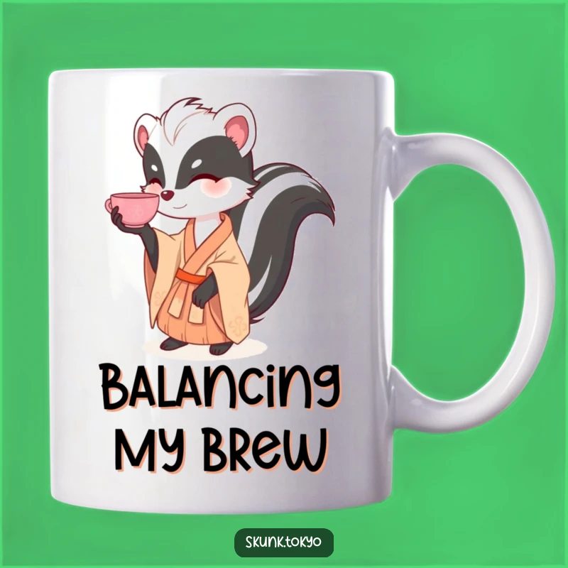 Funny Skunk Tea Balance Mug: Elegant & Hilarious Gift for Tea Lovers & Skunk Fans