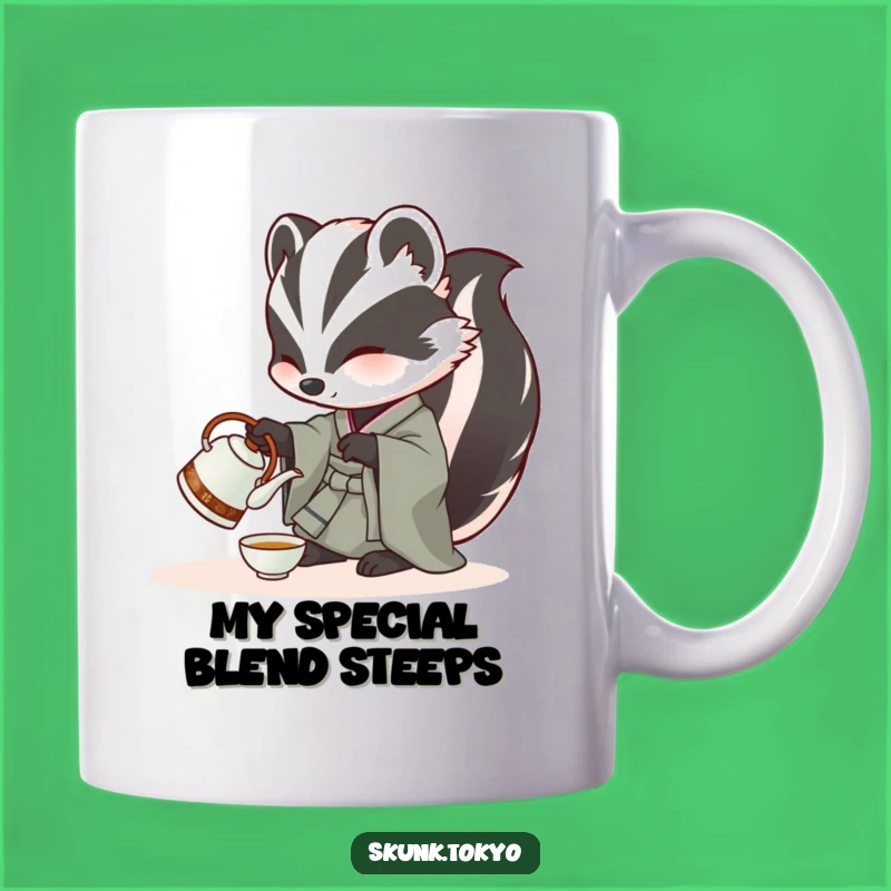 Funny Skunk Tea Time Mug: Elegant Kimono Pouring Gift for Her