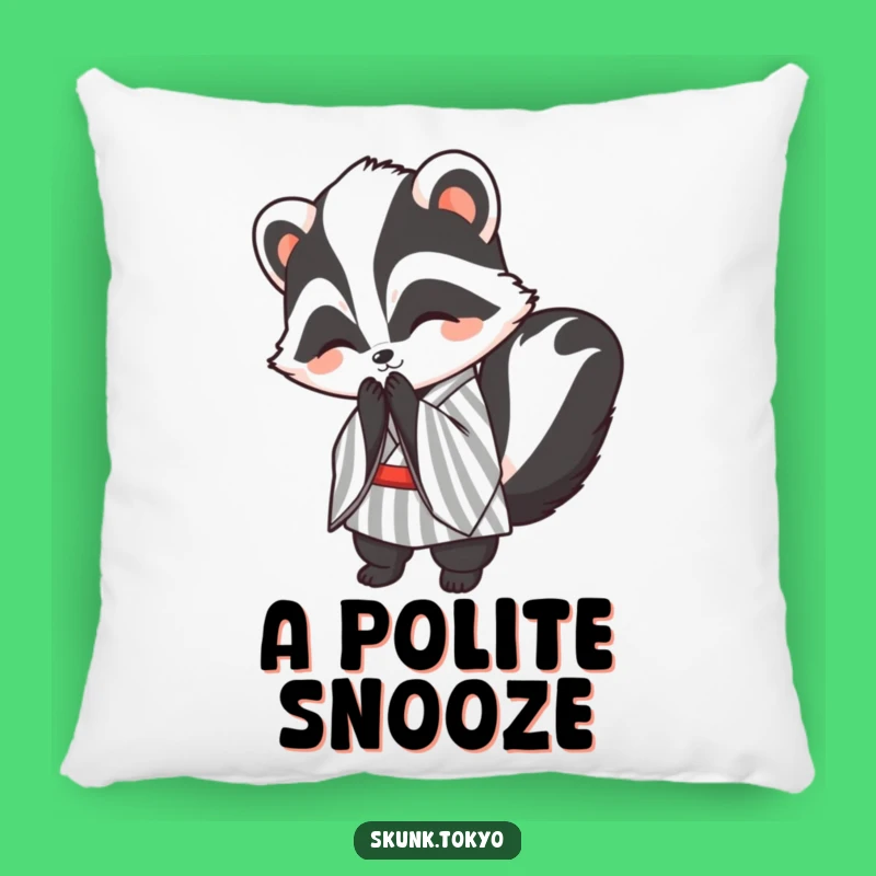 Funny Kawaii Skunk Pillow: Polite Bow Comfort, Striped Kimono Charm