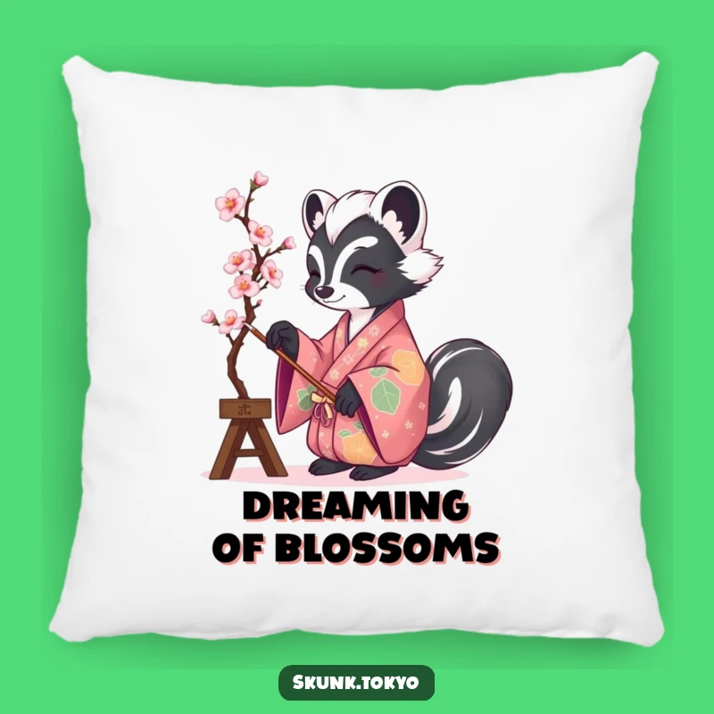 Funny Skunk Kimono Painter Pillow: Soft & Hilarious Accent for Artistic, Cozy Spaces