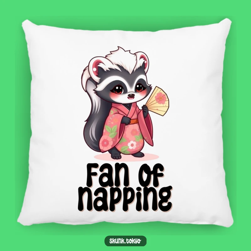 Funny Kawaii Skunk Pillow: Floral Kimono Comfort, Chic & Humorous Decor