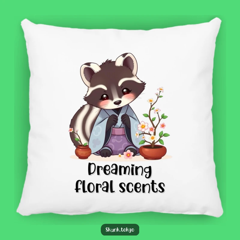 Funny Skunk Ikebana Pillow: Cozy Kimono Skunk Cushion, Artistic Funny Gift