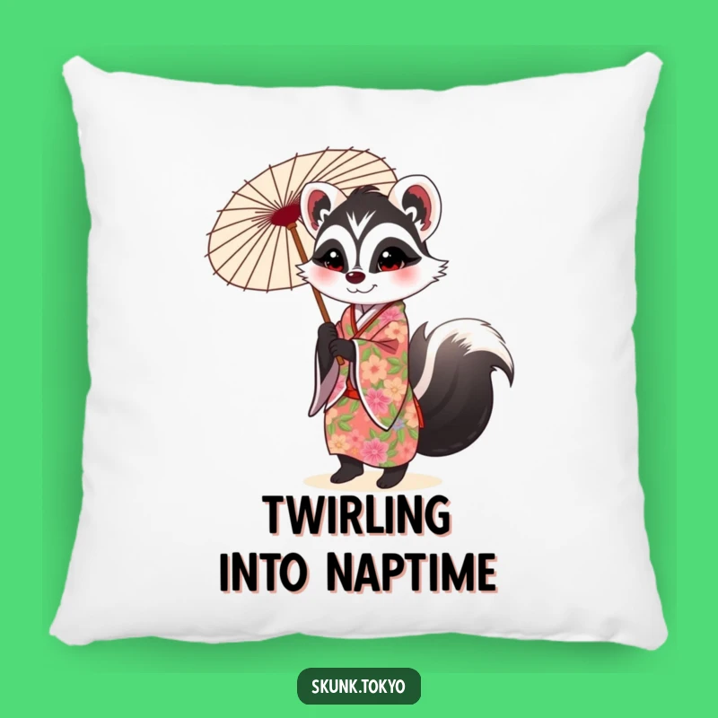 Funny Skunk Kimono Pillow: Chic Comfort with Floral Accent