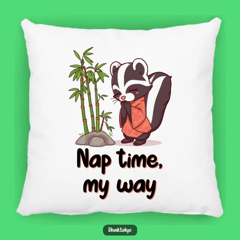 Funny Skunk Kimono Pillow: Cozy Bowing Zen Master Cushion, Comfy Funny Gift