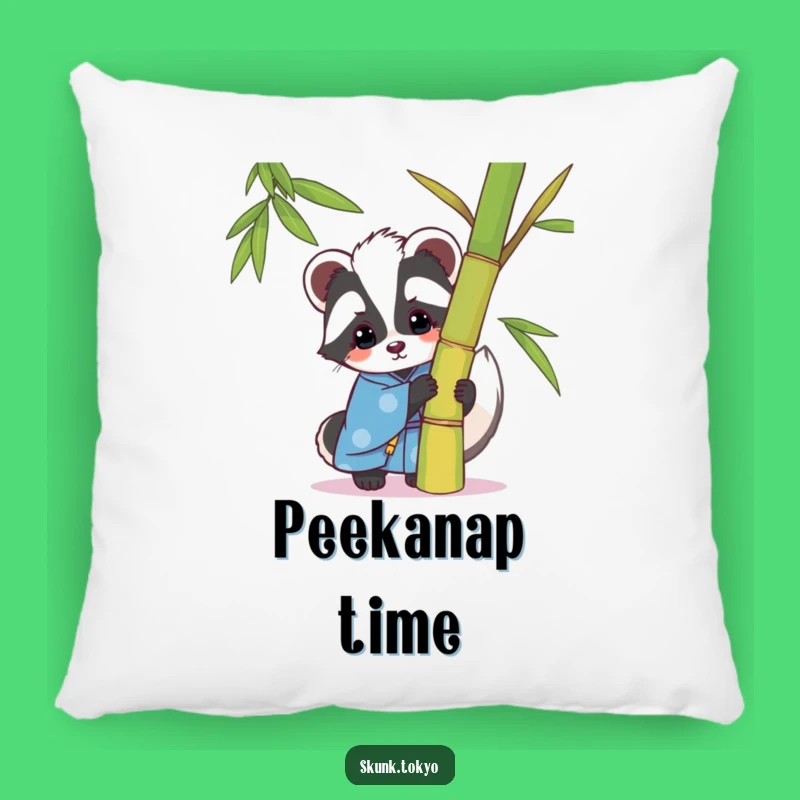 Funny Kawaii Skunk Pillow: Playful Peek Comfort, Blue Kimono Charm