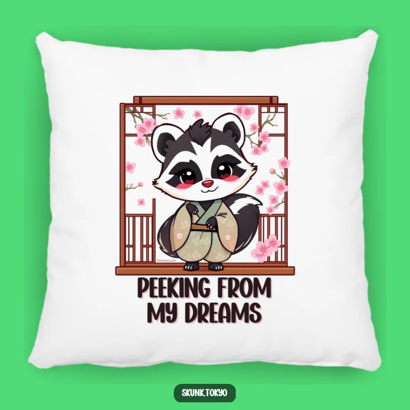 Funny Skunk Blossom Pillow: Cozy Peek Kimono Accent