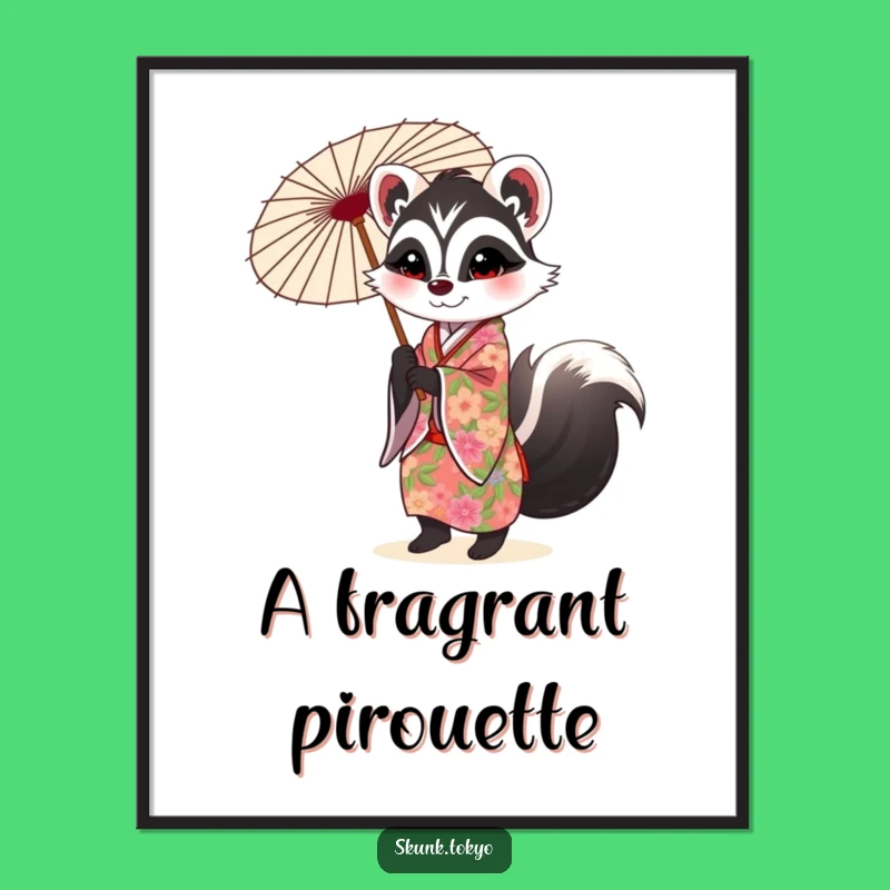 Funny Skunk Kimono Digital Art: Instant Chic Floral Decor Download