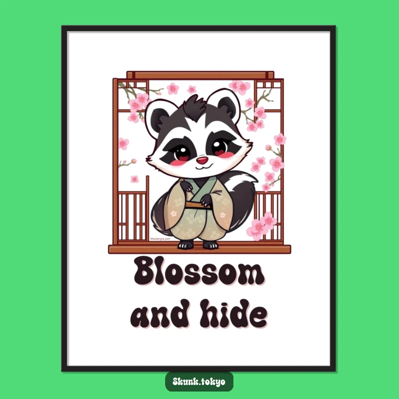 Funny Skunk Blossom Digital Art: Instant Playful Peek Download