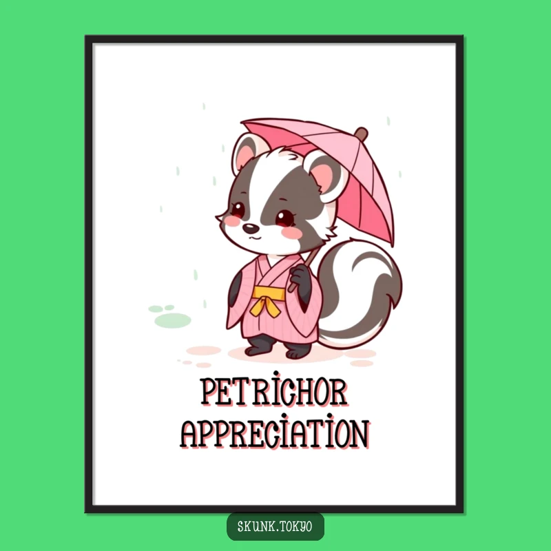 Funny Kawaii Skunk Kimono Digital Print Charming Wall Art Gift