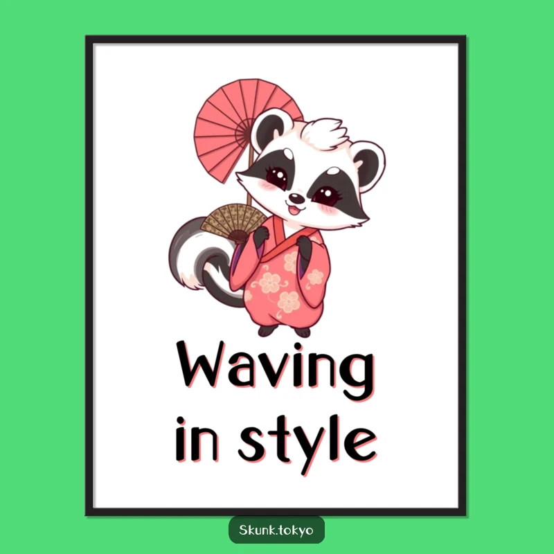 Funny Skunk Fan Dancer Digital Art: High-Resolution Hilarious Download for Festive Decor