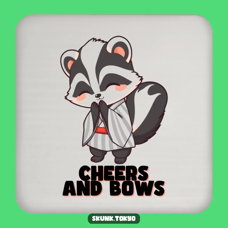 Funny Kawaii Skunk Coaster: Polite Bow Elegance, Small Humorous Gift