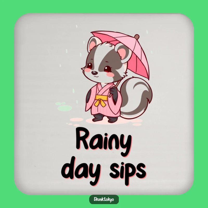 Funny Kawaii Skunk Kimono Coaster Set Protect Surfaces Cute Gift