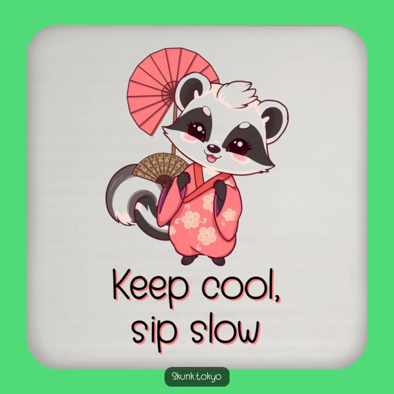 Funny Skunk Fan Dancer Coaster: Protect Surfaces with Hilarious & Festive Decor