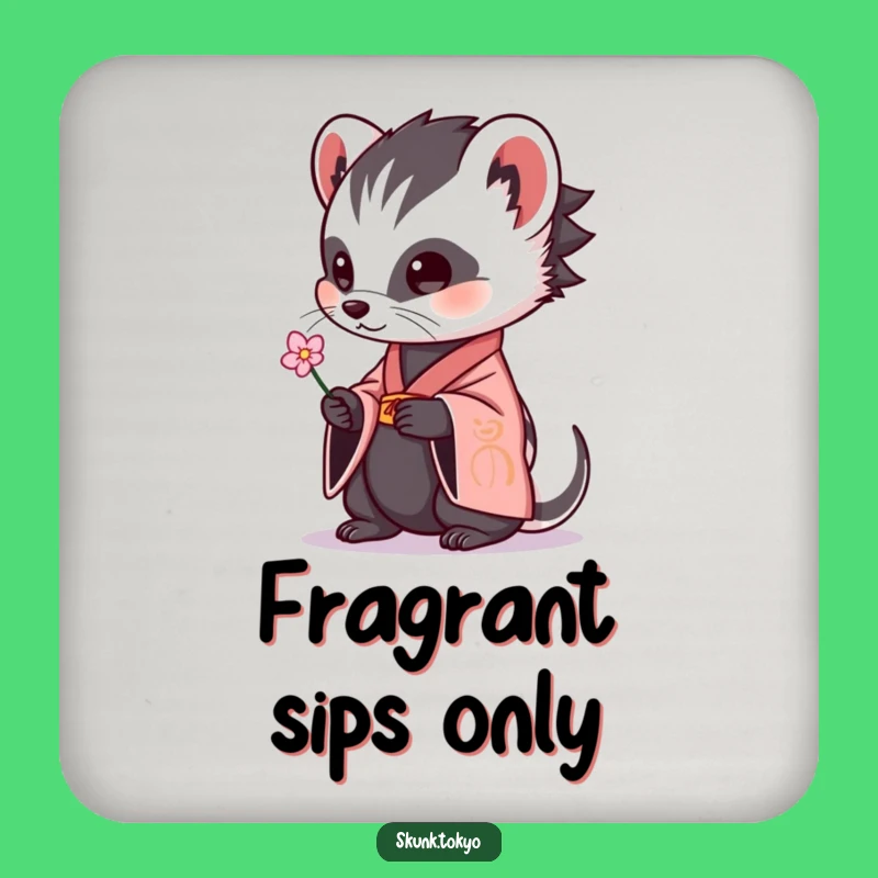 Funny Skunk Kimono Coaster Set: Protect Surfaces with Smelly-Good Humor