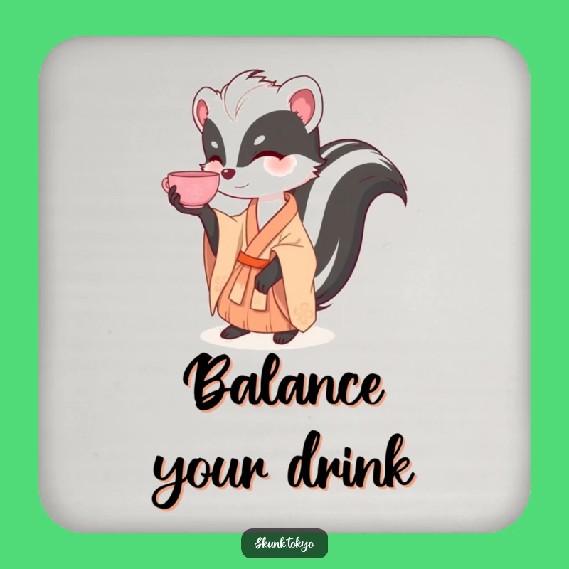 Funny Skunk Tea Balance Coaster: Protect Surfaces with Hilarious & Elegant Decor