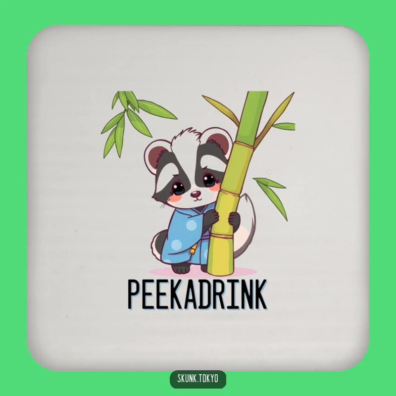 Funny Kawaii Skunk Coaster: Playful Peek Elegance, Small Humorous Gift