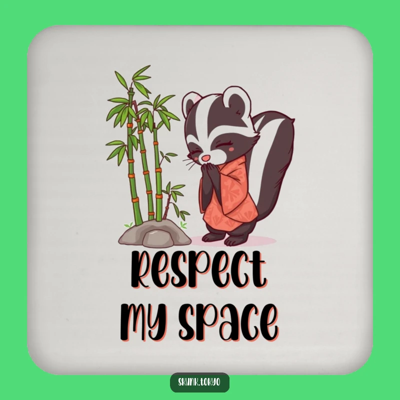 Funny Skunk Kimono Coaster: Protect Surfaces, Polite Bowing Zen Master, Great Funny Gift
