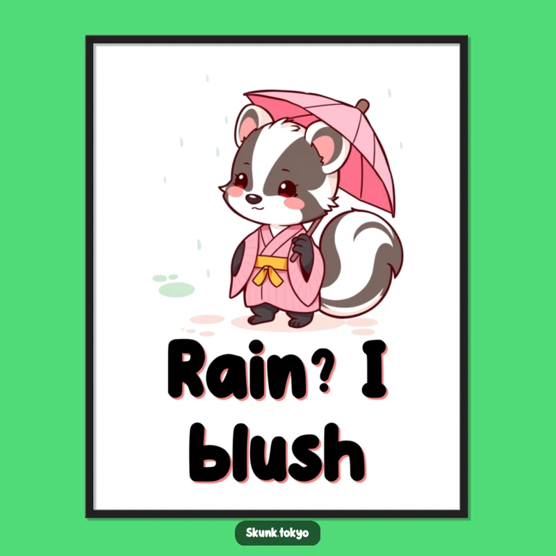 Funny Kawaii Skunk Kimono Poster Adorable Wall Art Perfect Gift