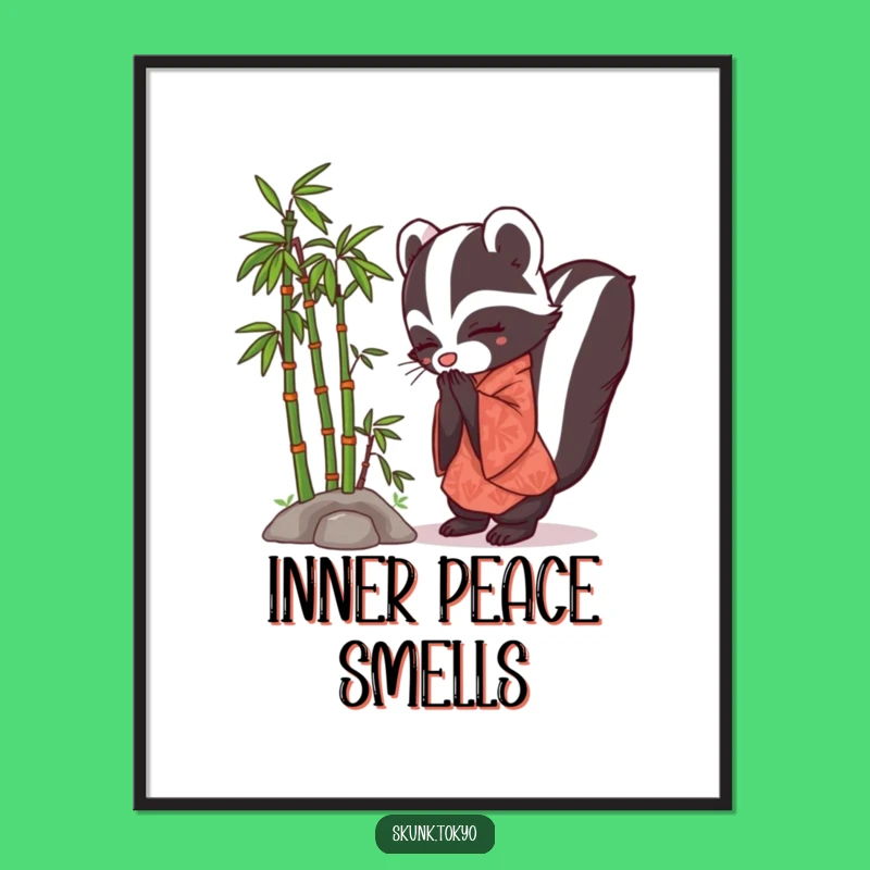 Funny Skunk Kimono Poster: Elegant Bowing Zen Master Wall Art, Hilarious Decor Gift
