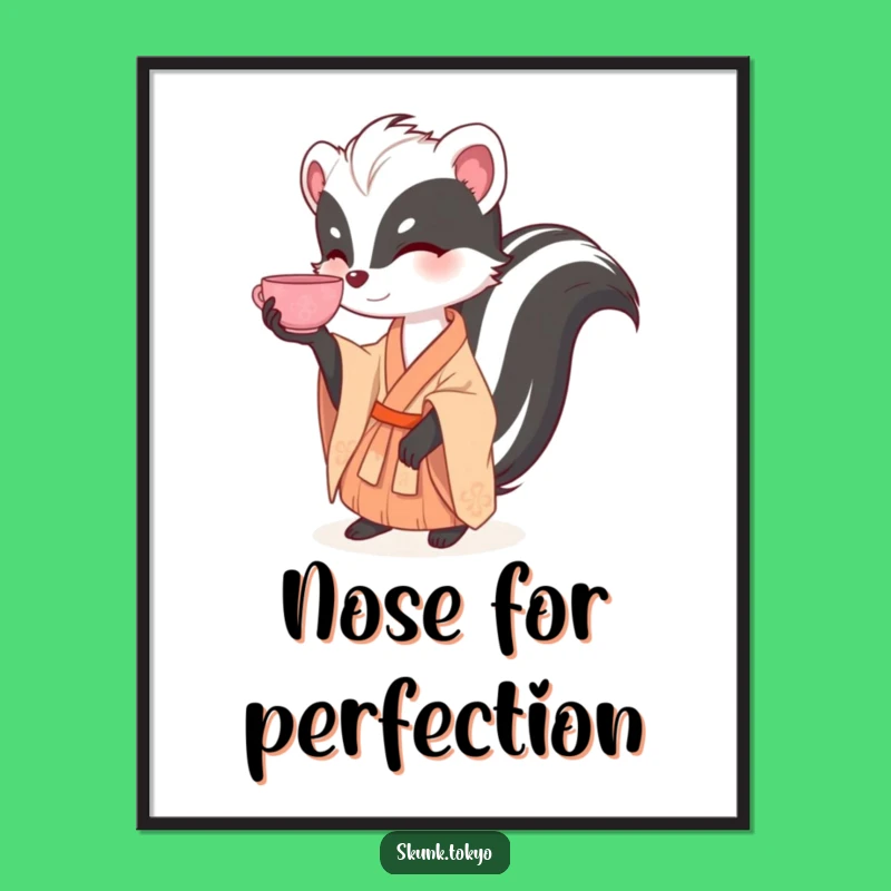 Funny Skunk Tea Balance Poster: Elegant & Hilarious Wall Art for Sophisticated Spaces