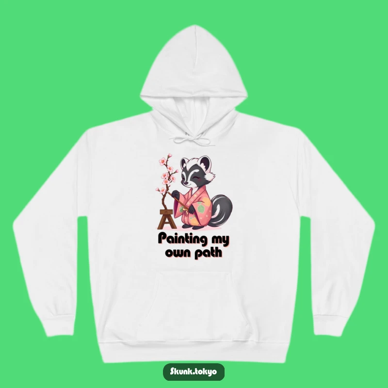 Cozy Funny Skunk Kimono Painter Hoodie: Warm & Hilarious Art-Themed Gift for Comfort