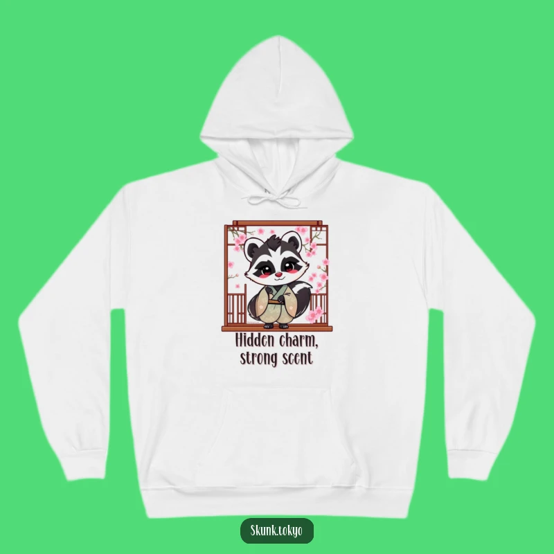 Funny Skunk Blossom Hoodie: Cozy Peek Kimono Sweatshirt