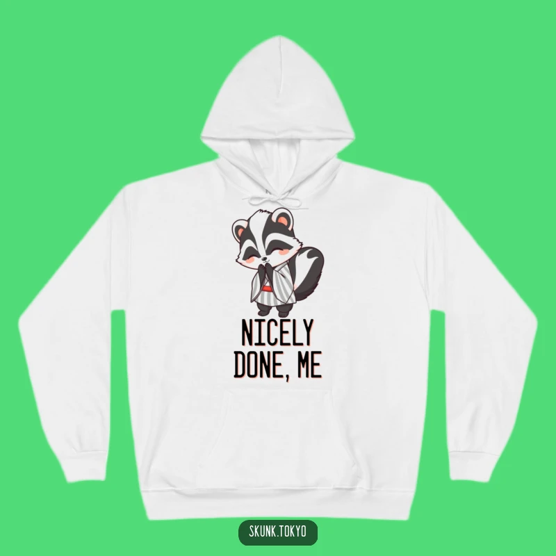 Funny Kawaii Skunk Hoodie: Cozy Polite Greetings, Striped Kimono Comfort