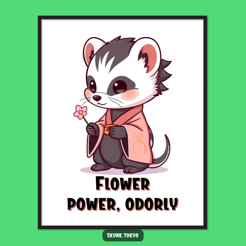 Funny Free Printable Skunk Kimono Flower Art Downloadable Decor Gift