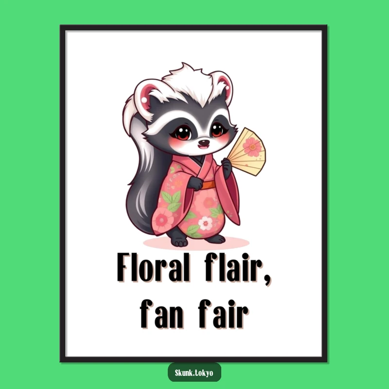 Free Printable Wall Art: Elegant Kawaii Skunk Fan - Sophisticated Downloadable Decor!