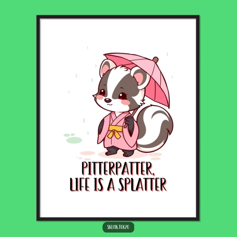 Free Printable Wall Art: Funny Kawaii Skunk Kimono Art for Cute & Cozy Decor