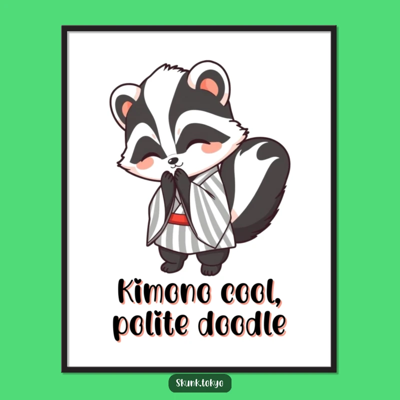 Free Printable Wall Art: Polite Kawaii Skunk Bow - Cheerful Downloadable Decor!