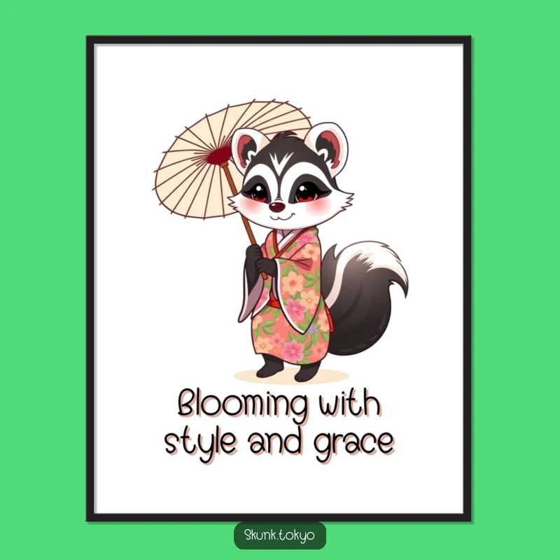 Funny Free Printable Skunk Kimono Wall Art - Elegant Downloadable Decor