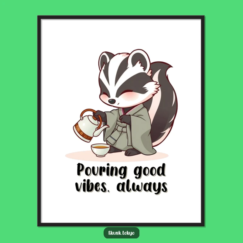 Funny Free Printable Skunk Tea Party Wall Art - Elegant Downloadable Decor