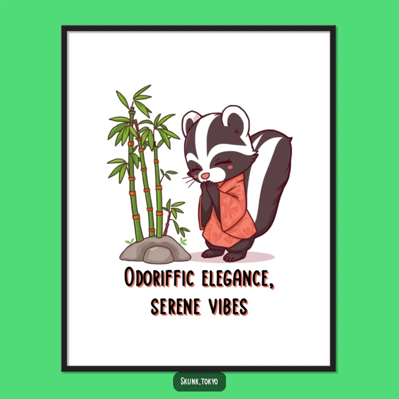 Free Printable Skunk Kimono Wall Art funny downloadable gift for minimalist decor