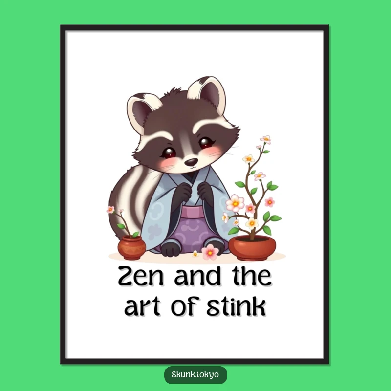 Free Printable Skunk Ikebana Wall Art funny downloadable gift for zen decor