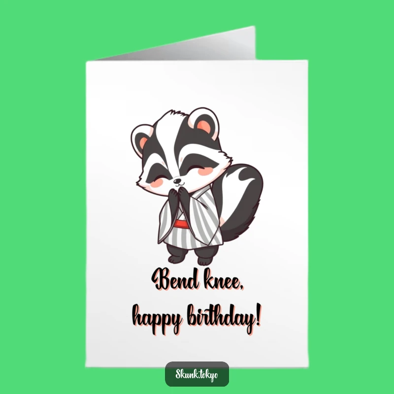 Free Printable Birthday Card: Polite Kawaii Skunk Bow - Funny Downloadable Gift!