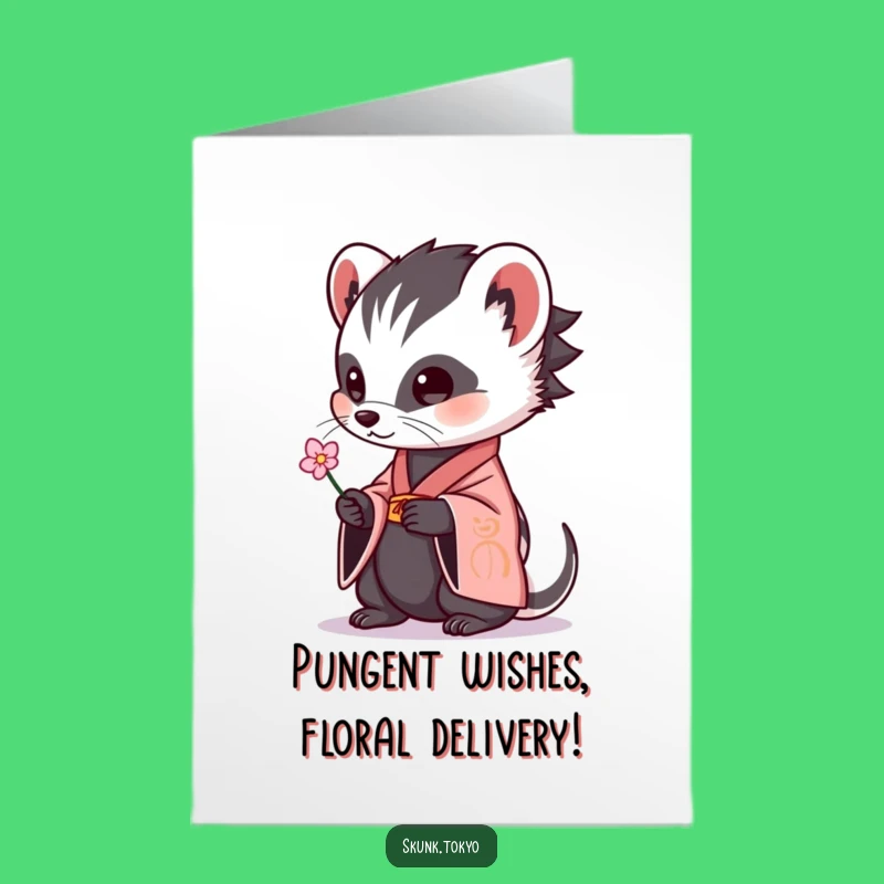 Free Printable Skunk Kimono Flower Birthday Card Funny Downloadable Gift