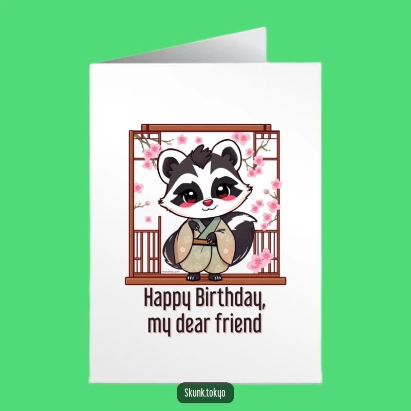 Free Printable Funny Skunk Blossom Birthday Card - Playful Downloadable Gift